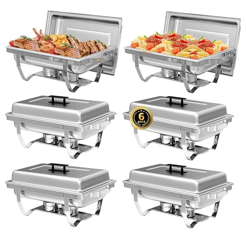 8QT Stainless Steel Chafing Dish Buffet Set with Fuel Holders for Catering & Parties