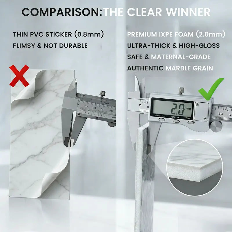Lightweight Marble Look Tile Set for Kitchen & Bathroom Backsplash - 10-50 pcs