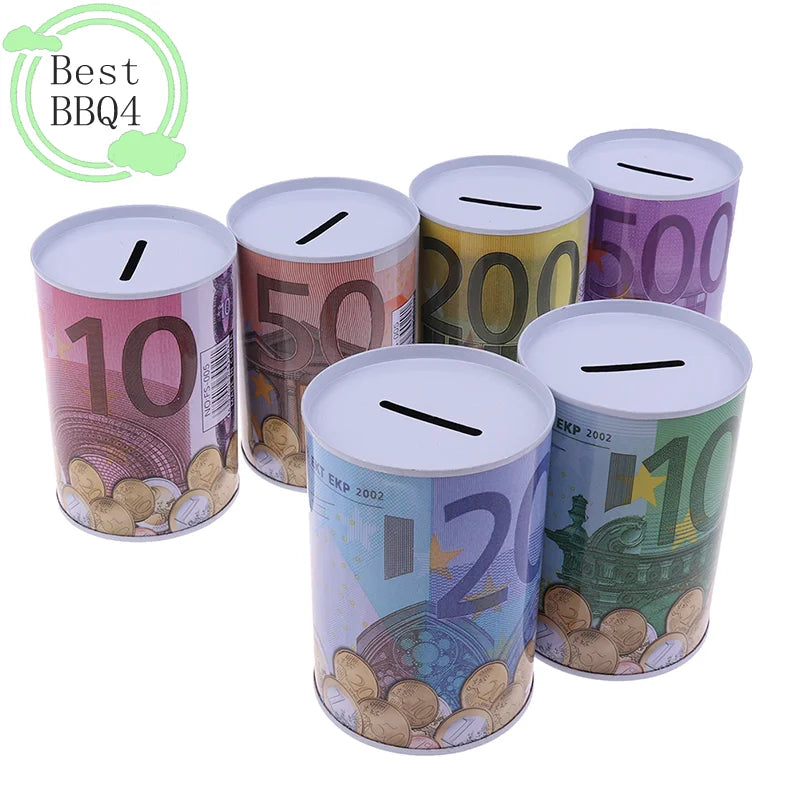 Creative Tinplate Cylinder Piggy Bank - Money Saving Box for Home Decor