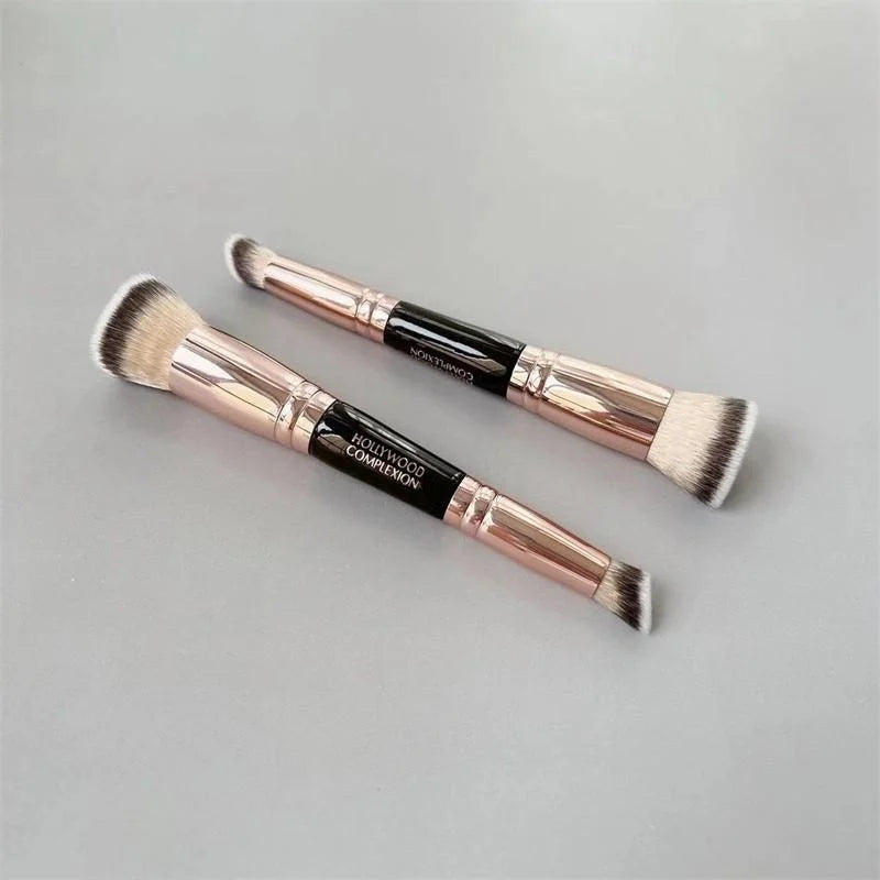 Double-Ended Face Makeup Brush for Contour and Blending - Cruelty-Free Synthetic Fibers