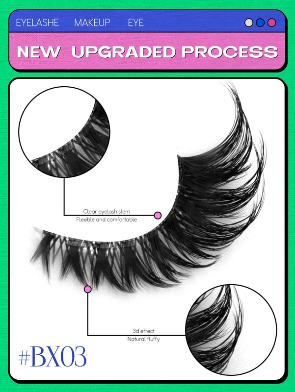 False Eyelashes Cat Eye Faux Mink Lash Natural Wispy Look Easy to Apply