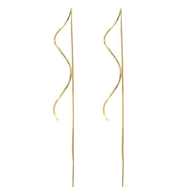 Elegant Long Tassel Earrings for Women | Gold & Bronze Drop Jewelry