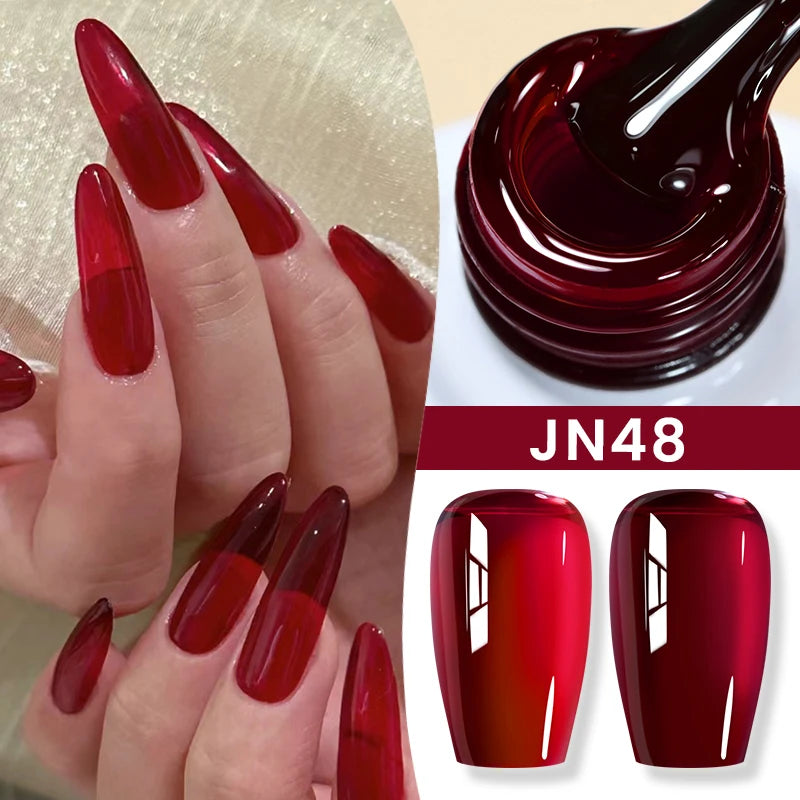 Jelly Nude Gel Nail Polish Set - 50 Semi-Transparent Colors for UV & LED Nails
