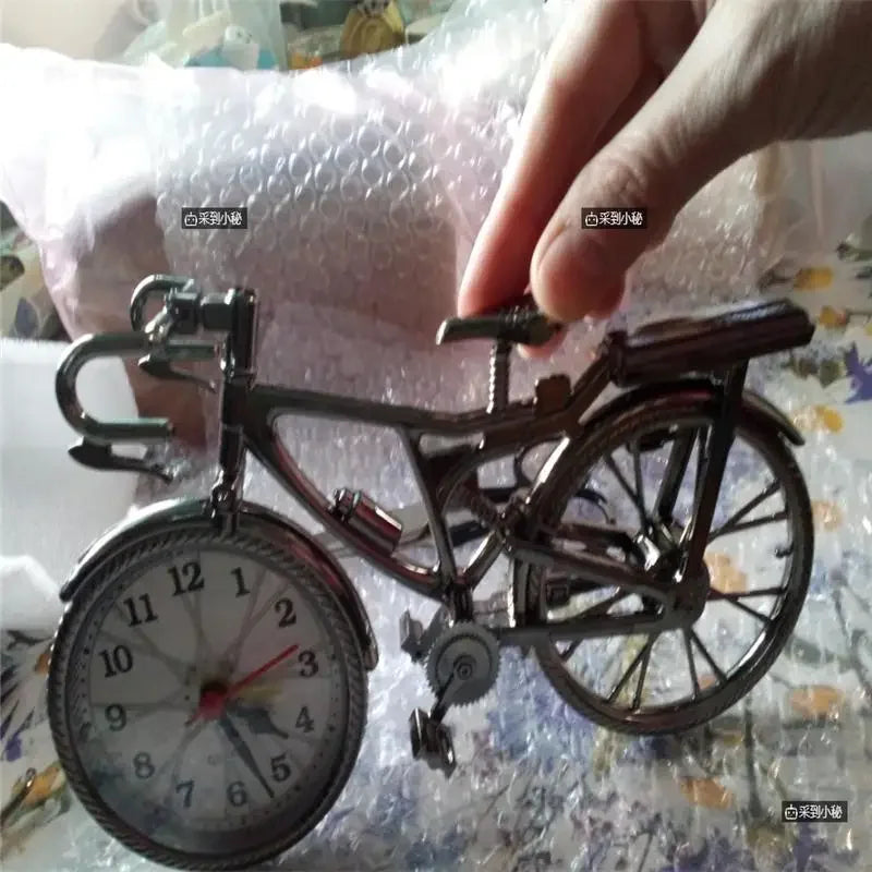 Retro Bicycle Alarm Clock Set Table Clock European American Style Grey