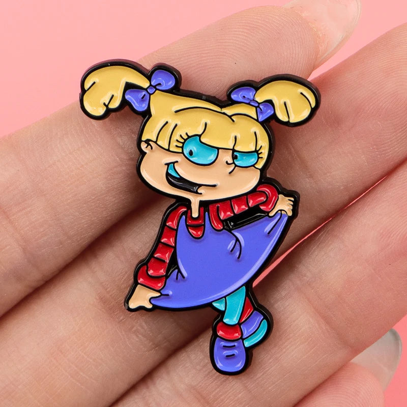 4pcs Cartoon Character Enamel Lapel Pins for Backpack & Clothing - Kids & Women Jewelry Gifts
