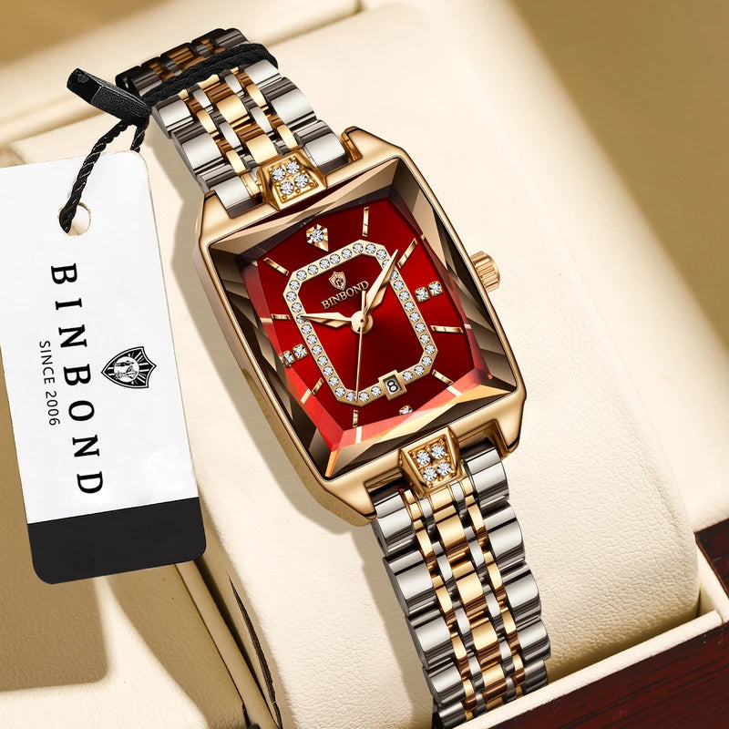 Women's Waterproof Quartz Wristwatch with Auto Date - Luxury Zircon Dial