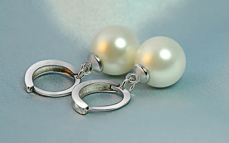 Freshwater Pearl Sterling Silver Earrings for Wedding & Party - Crystal Jewelry