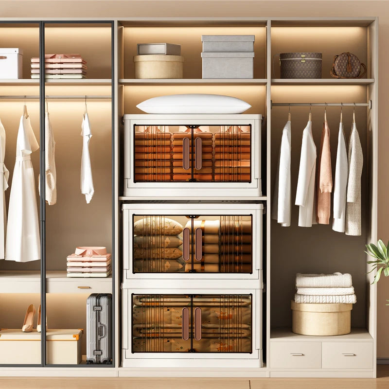Multi-Functional Foldable Plastic Storage Cabinet with Doors 40cm - Various Colors