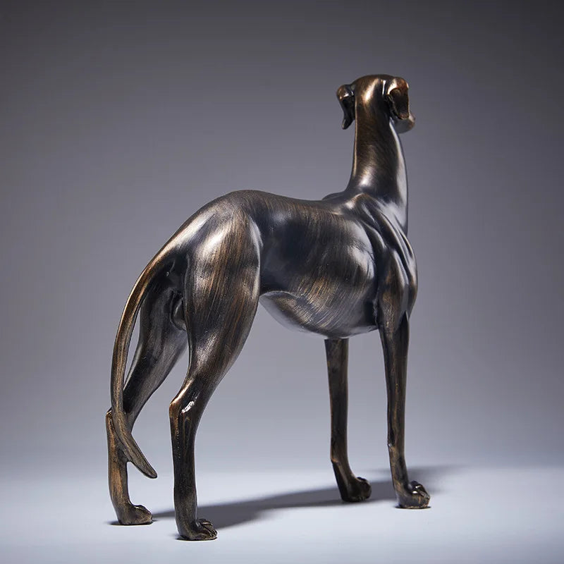 Dog Statue with Antique Bronze Finish Resin Animal Sculpture for Home & Garden Decor