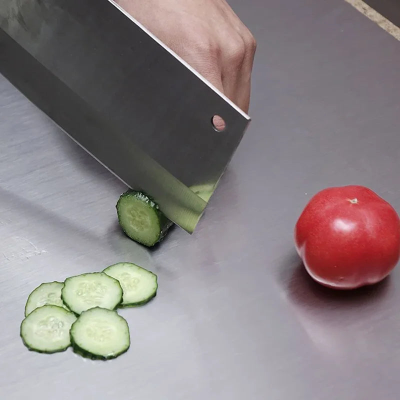 L-Shaped Folding Stainless Steel Double-Sided Cutting Board Kitchen Household Fruit and Dough Prep