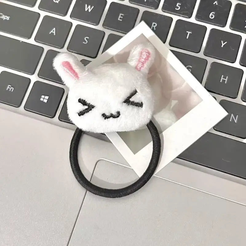 Cute Plush Bunny Hair Tie Set for Girls and Students - All Colors Available