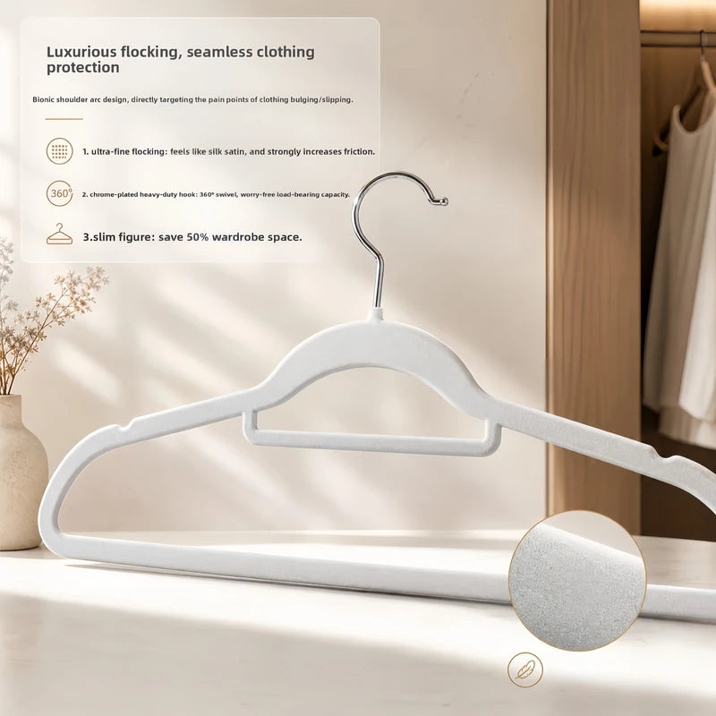 Multi-Color Velvet Non-Slip Clothes Hangers with 360° Rotating Chrome Hooks - Pack of 30 or 60