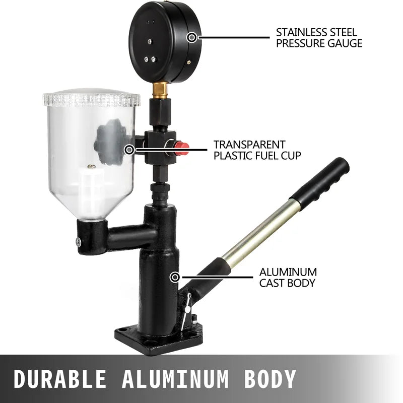 Diesel Fuel Injector Nozzle Tester with Dual Scale 6000 PSI for Car Truck Tractor