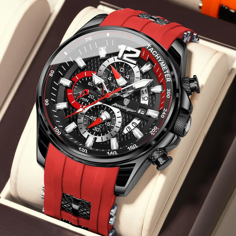 Men's Waterproof Chronograph Quartz Watch with Big Dial and Luminous Features
