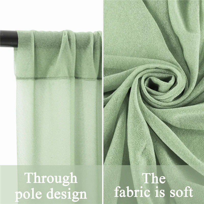 5FT×10FT Chiffon Backdrop Curtain for Wedding Party Halloween Decor Sheer Photography Background