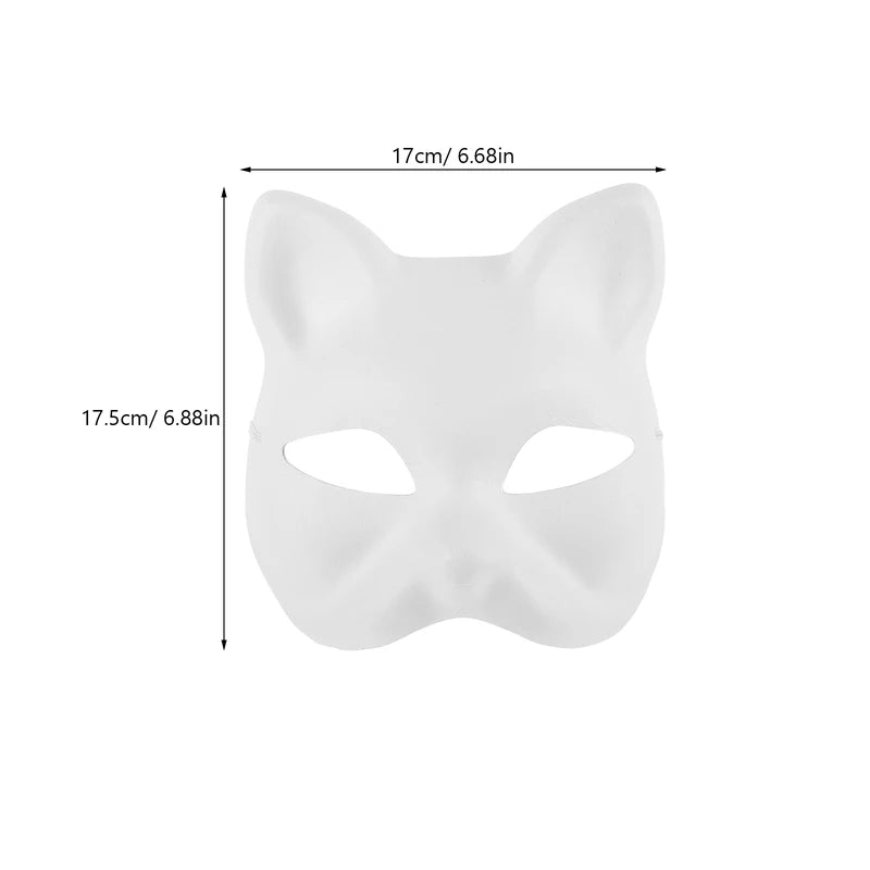 Paintable Blank Cat Mask Pack - Eco-Friendly Pulp Party Masks for Masquerade & Costume Events