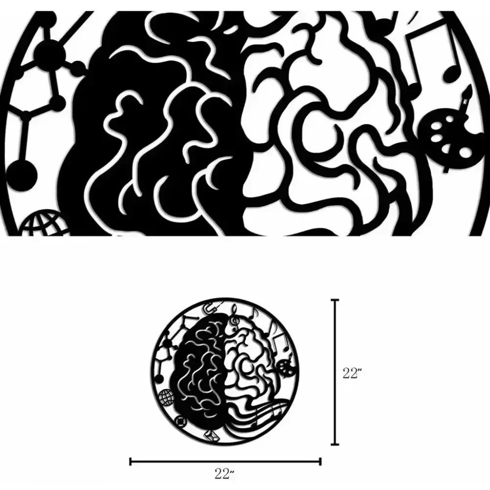 Left and Right Brain Metal Wall Art - Modern Minimalist Home Decor