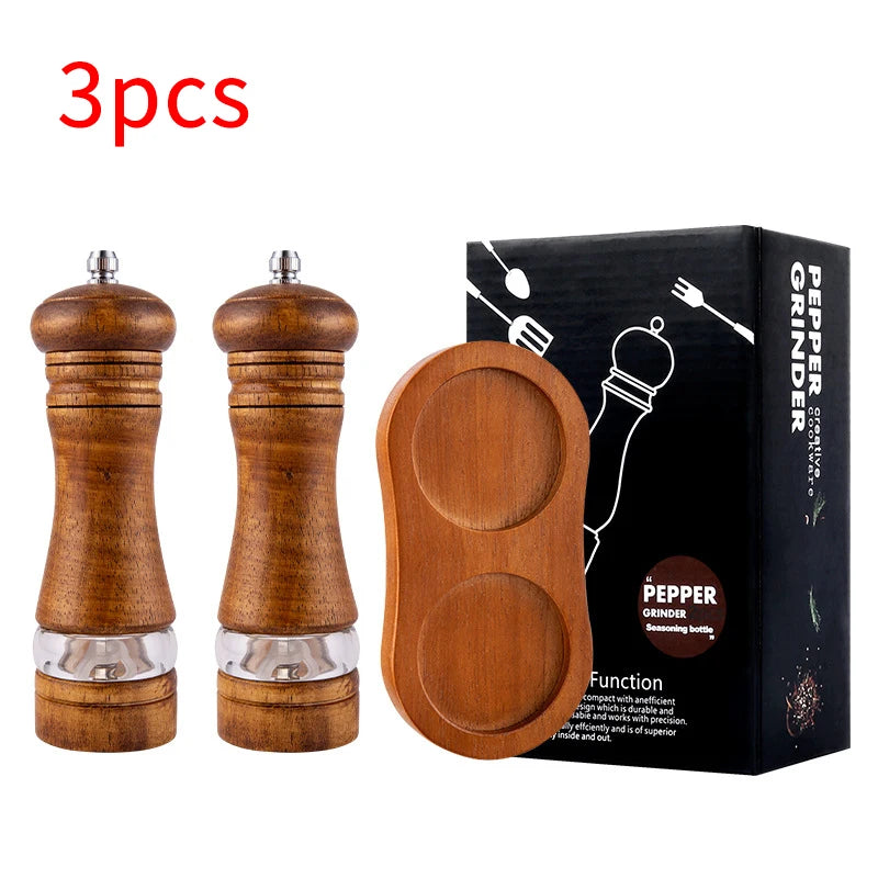 Manual Pepper Grinder with Acrylic and Rubber Wood, Ceramic Core - Seasoning Mill