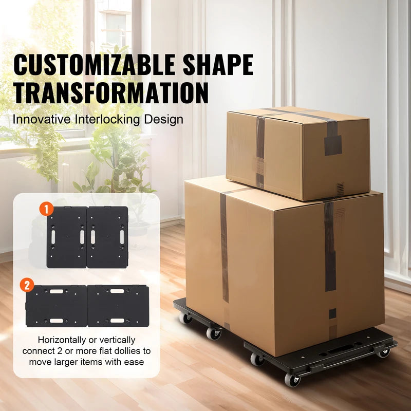 2 Pack Heavy Duty Furniture Moving Dolly with 4 Wheels - Industrial Flat Cart 500 lbs