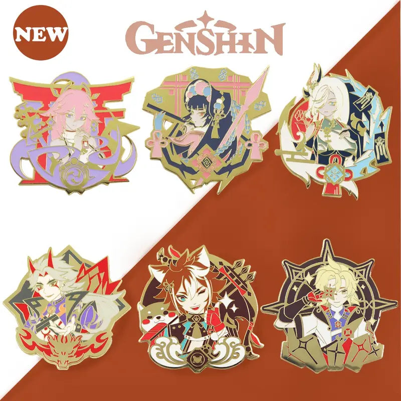 Genshin Impact Anime Pins Brooches Lapel Badge Jewelry Men Women Backpack Accessory