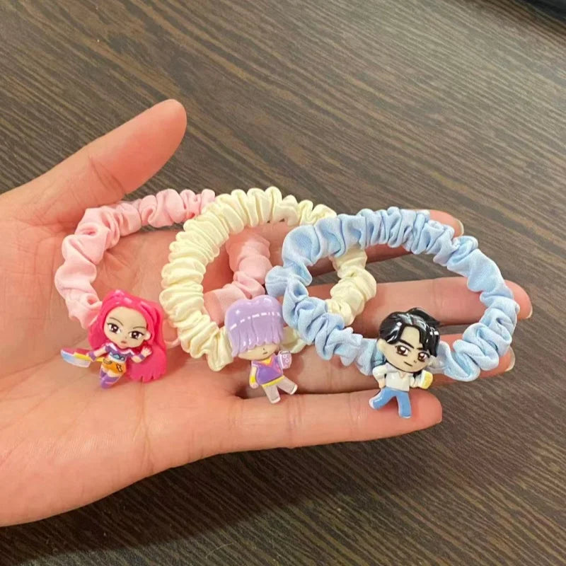 6 Pcs Cartoon Hair Ties Set for Women Girls - Kawaii Anime Ponytail Holders