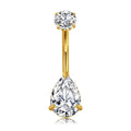 14G Stainless Steel Belly Button Rings with Cubic Zirconia - Navel Piercing Jewelry