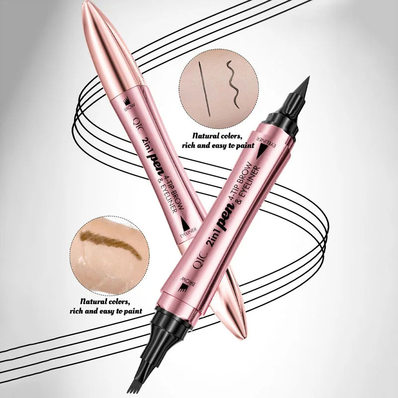 Waterproof 4-in-1 Eyebrow & Eyeliner Pencil Set - Microblading & Fine Sketch Makeup