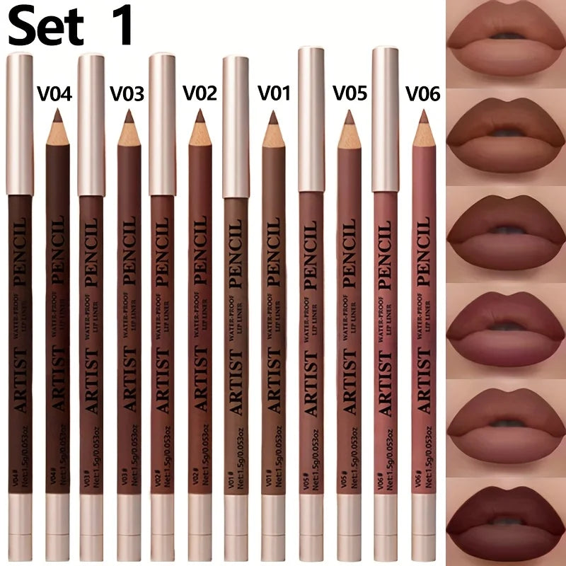 6-Piece Lip Makeup Kit with Long-Lasting Matte Waterproof Lipstick & Lip Liners
