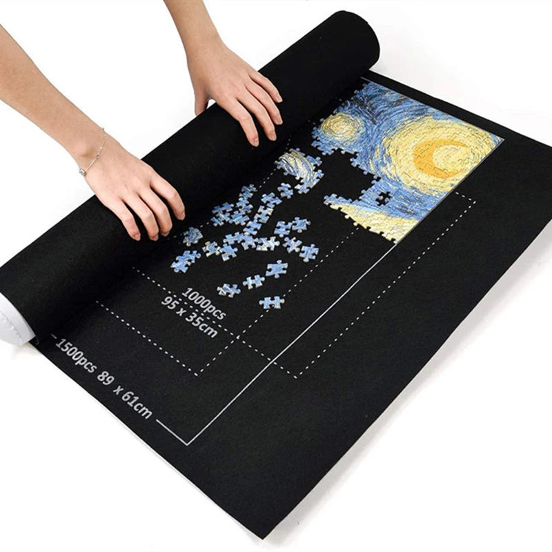 Puzzle Storage Mat Roll Up Felt Bag for Puzzles - Portable Travel Organizer