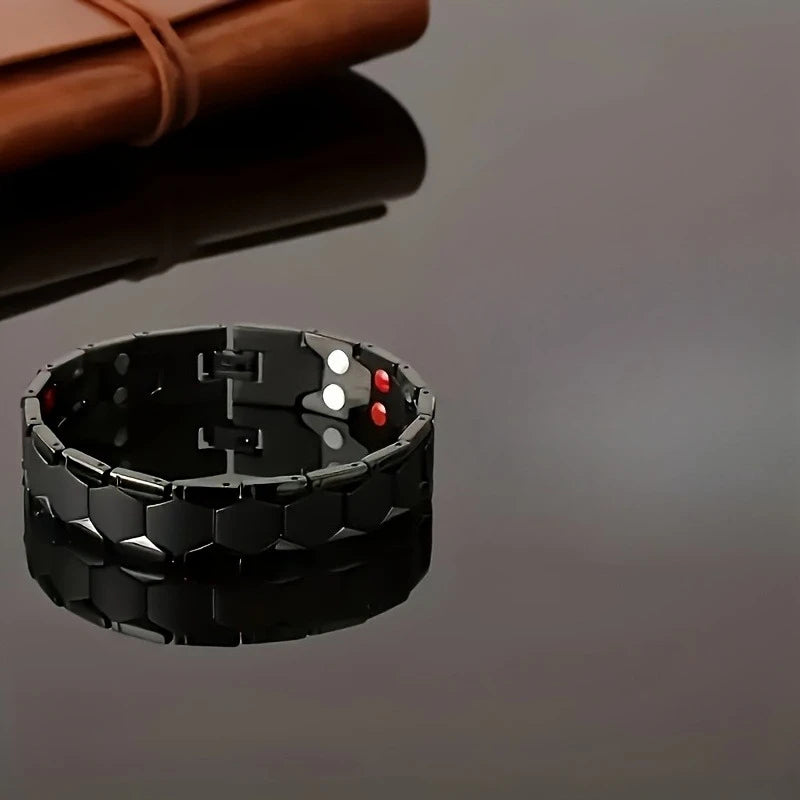Men's Magnetic Titanium Alloy Bracelet - Detachable Hexagonal Wide Bead Gift