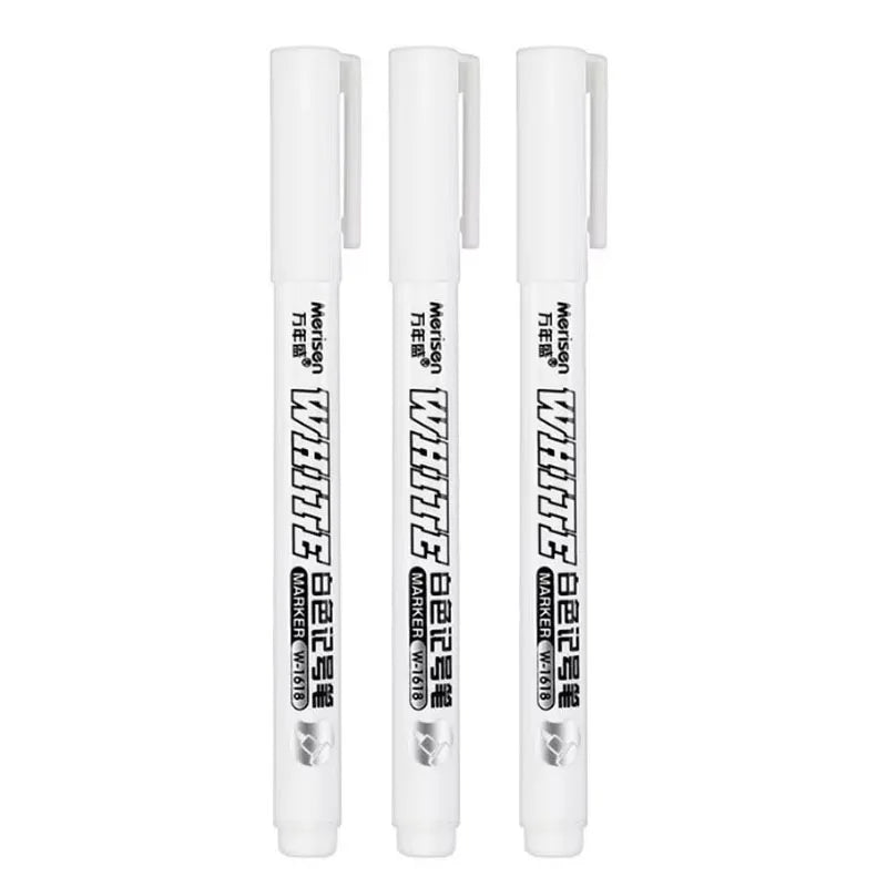 Set of 1-6 Waterproof Oily White Marker Pens for Fabric Wood Leather Graffiti