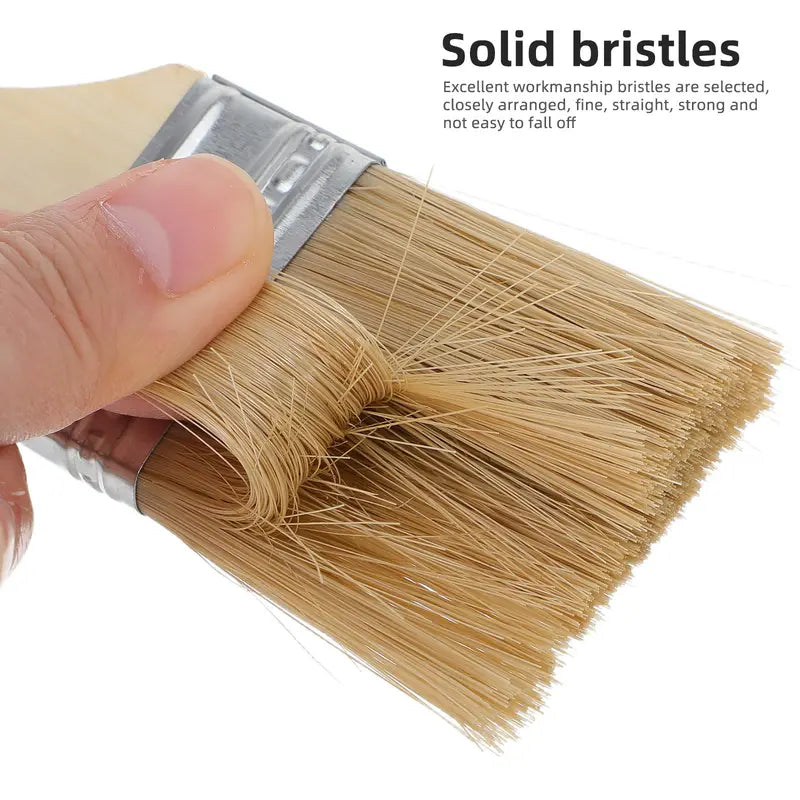 10 Pcs Wooden Handle Paint Brush Set - 2 Inch Fine Bristles Wall & Furniture Painting Tools