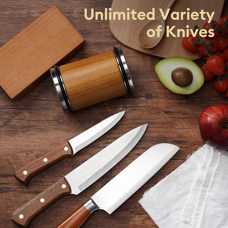 Magnetic Knife Sharpener with Adjustable 15/20° Roller - Kitchen Whetstone Kit