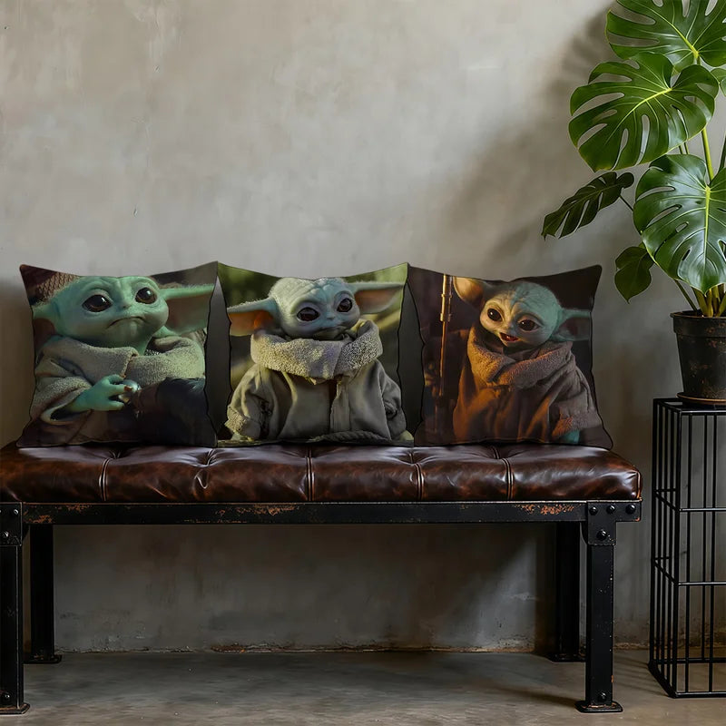 Grogu Star Wars Cushion Cover - Decorative Square Pillow Case for Sofa Bed Living Room