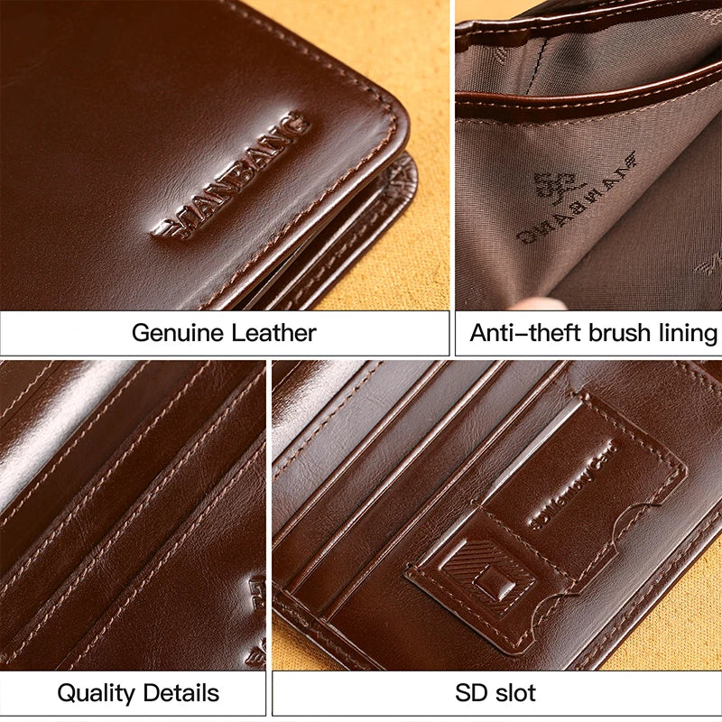Men's Genuine Leather Wallet Short Card Holder with Classic Style