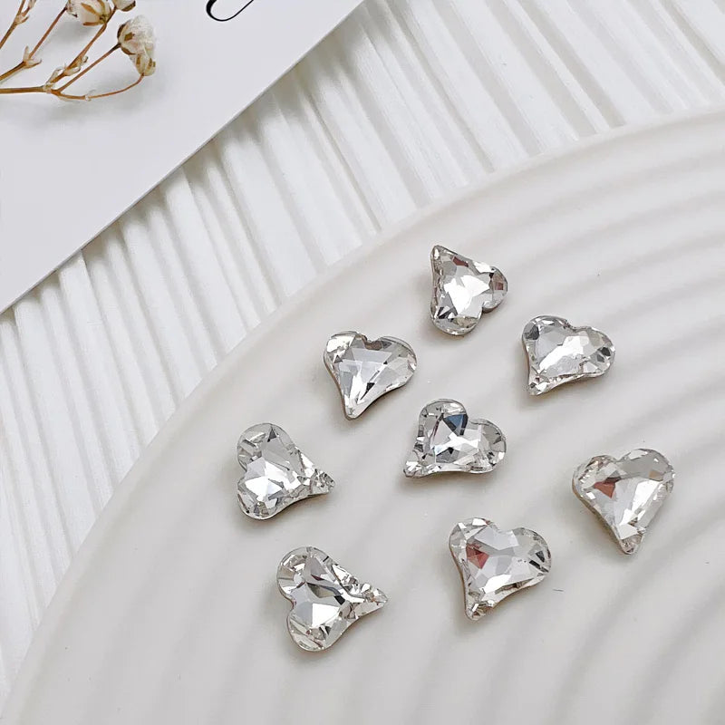 40PCS Heart-Shaped Irregular Rhinestone Nail Art Decorations - DIY Nail Embellishments