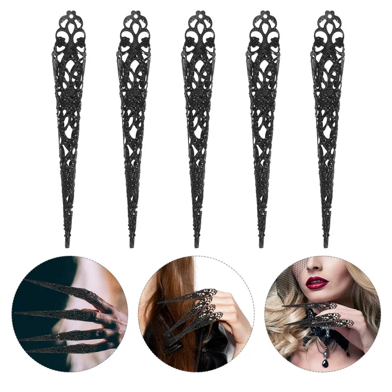Halloween Nail Claw Tips Set - Fake Fingertip Jewelry for Costumes & Cosplay