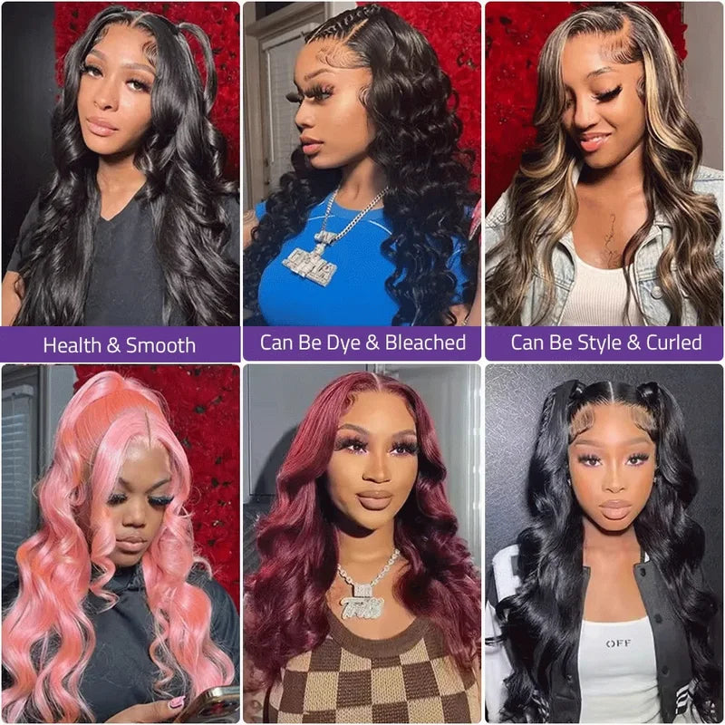 Long Body Wave Human Hair Wig 13x6 HD Transparent Lace Front 40 Inch Pre-Plucked 220 Density