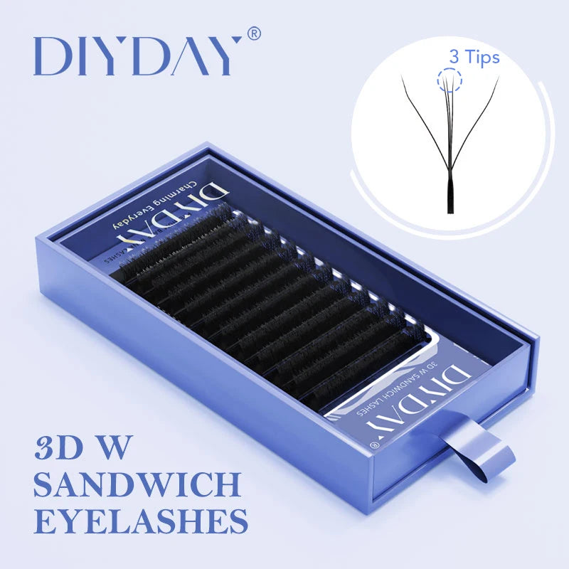 3D W Shape False Eyelash Extensions Premade Volume Fans for Eye Makeup