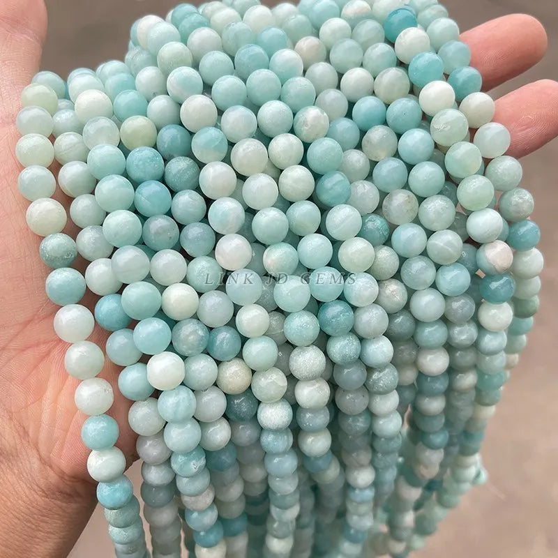 Natural Amazonite Stone Beads Round Loose Jewelry Making Beads 5-12mm