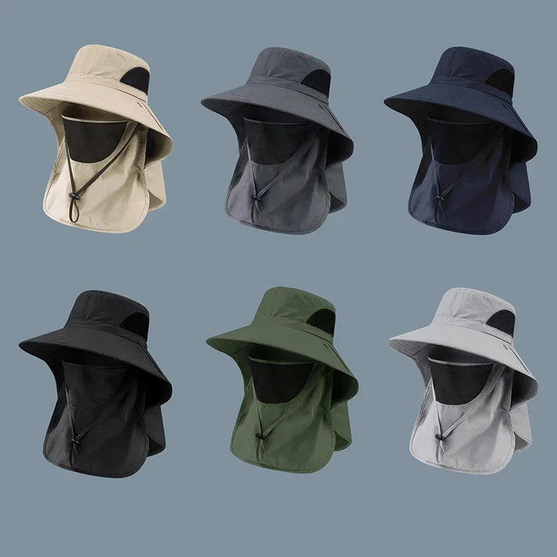 Outdoor Sun Hat with UV Protection, Neck Flap & Visor for Men Women - Hiking Camping Fishing Cap