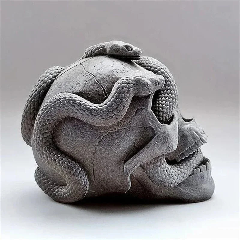 Skull Snake Head Resin Mold Silicone Candle Craft Halloween Decor