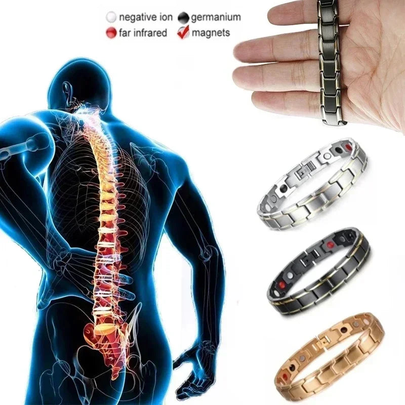Men's Magnetic Therapy Bracelet - Anti-Snoring Stainless Steel Adjustable Jewelry