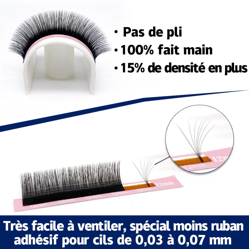 Eyelash Extension Supplies Set - Mink Individual Lashes with D,C, B, DD Curl, Various Lengths, Thin Thickness Options
