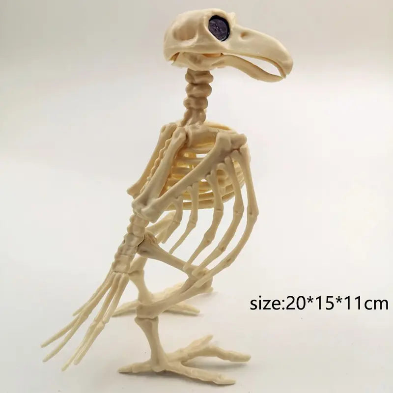 Halloween Skeleton Raven Decor - Plastic Bird Skeleton Prop for Spooky Scene