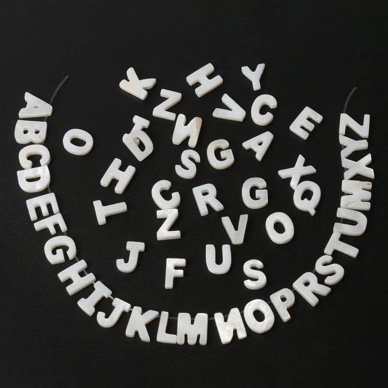 Natural Mother of Pearl Shell Beads Alphabet Charms for Jewelry Making - DIY Beads & Pendants