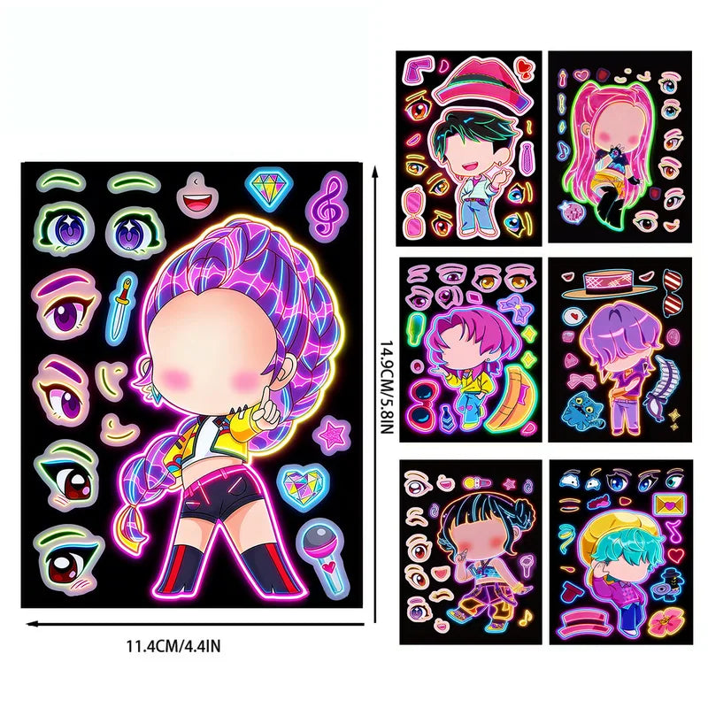 Kids Face Puzzle Stickers Set - 8 Fun DIY Face Decals for Kids' Education & Party Decorations