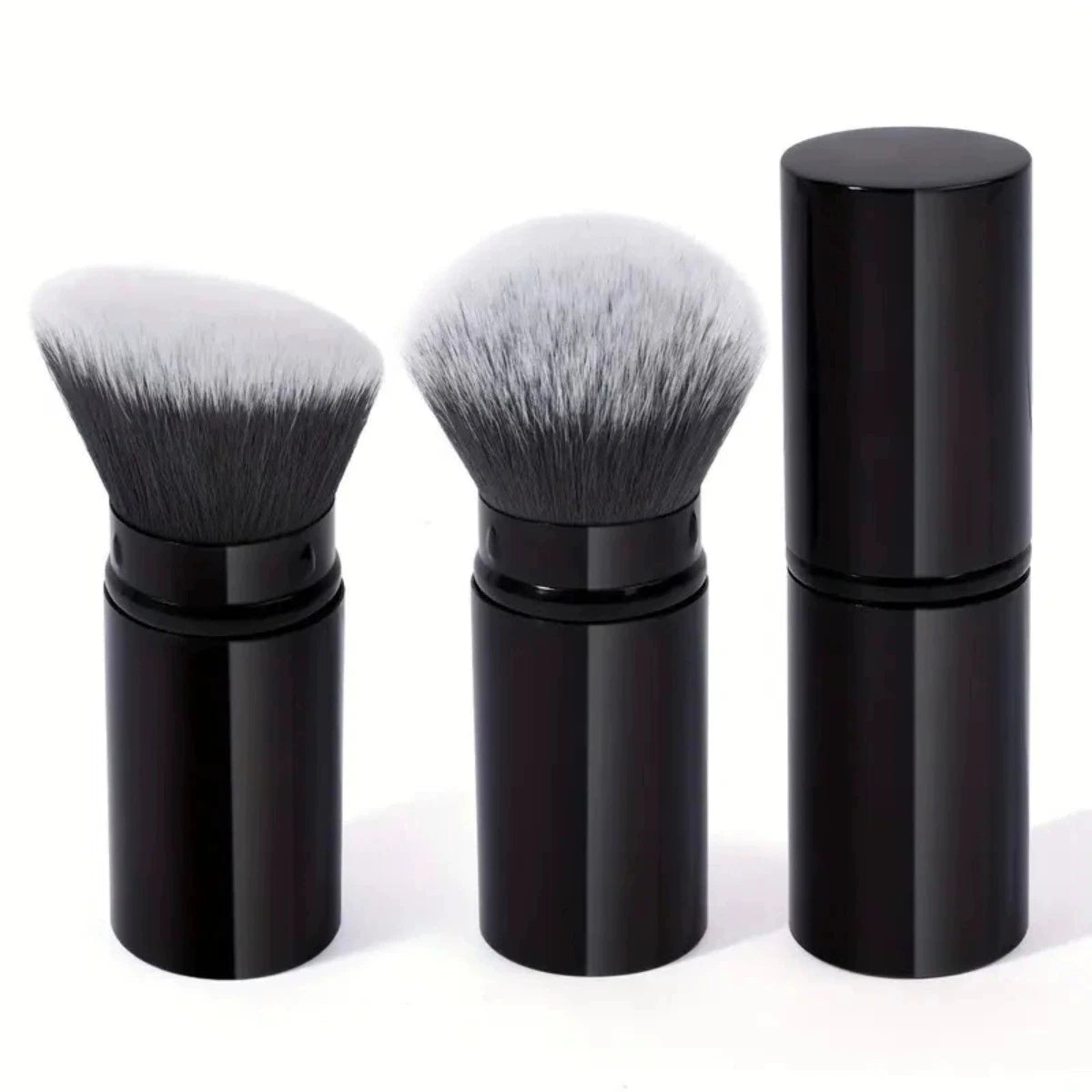Portable Foundation Makeup Brush Set with Retractable Lid - Face Concealer Blush Tools