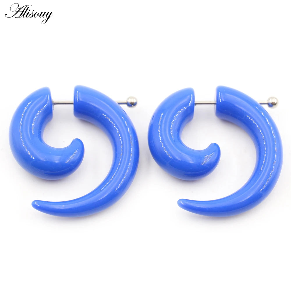 2pcs Acrylic Spiral Ear Taper Fake Gauge Body Jewelry Expanders Plugs & Tunnel