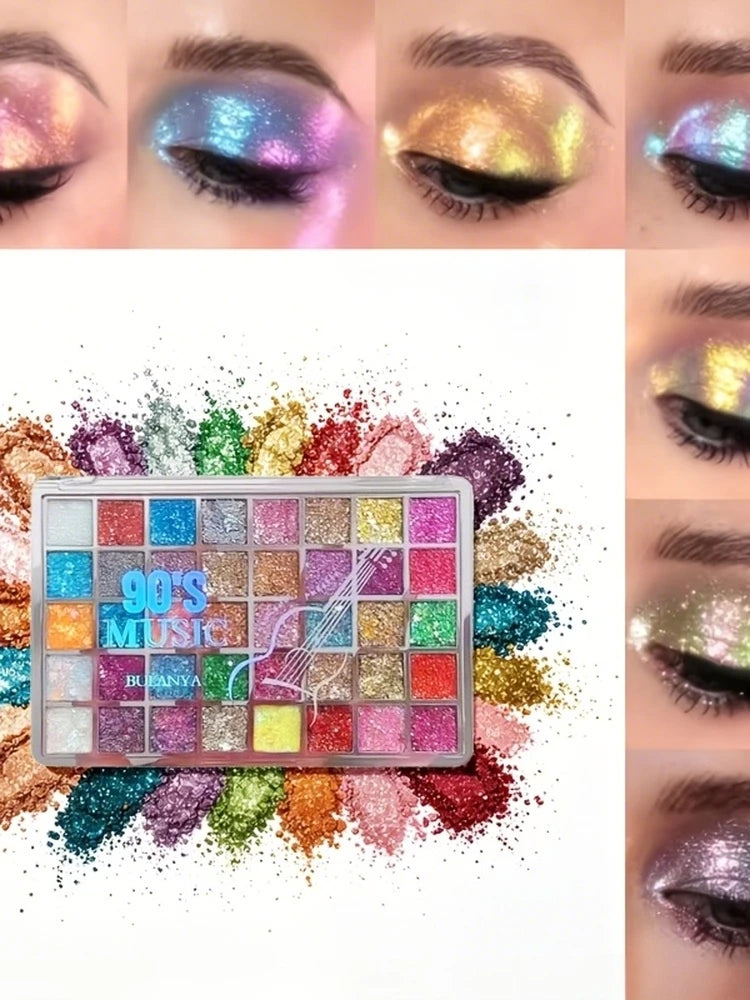40-Color Eye Shadow Palette with Glitter & Matte Shades - Water-Resistant & Sparkling Makeup
